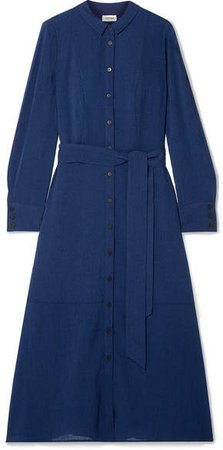 Cefinn - Belted Voile Midi Dress - Cobalt blue