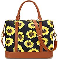 Amazon.com | Women Ladies Weekender Carry-on Tote Bag Overnight Duffel in Trolley Handle (Sunflower Black) | Carry-Ons