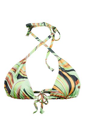 Multi Abstract Print Ring Triangle Bikini Top | PrettyLittleThing CA