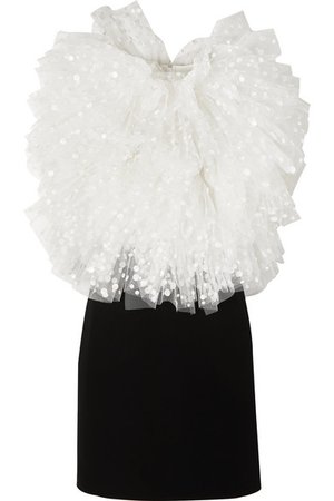 Givenchy | Mini-robe bicolore en crêpe et en tulle floqué à pois et à volants | NET-A-PORTER.COM
