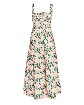 Agua by Agua Bendita Hortensia Pleated Sleeveless Midi Floral Dress | INTERMIX®