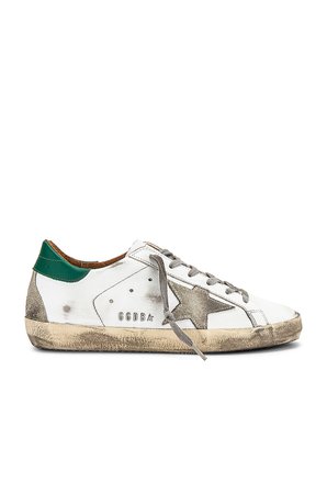 Golden Goose Superstar Sneaker in White, Ice, & Green | REVOLVE