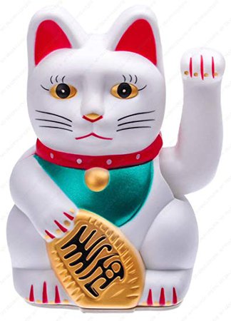 Battery Operated Feng Shui Lucky Cat Gold with Waving Arm, 5-Inches (High), White: Amazon.com: Grocery & Gourmet Food