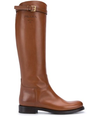 Prada Leather Boots 1W175MFD03034A Brown | Farfetch
