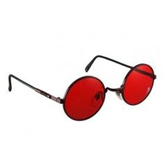 Round Hippie Retro Style Sunglasses Red Lens