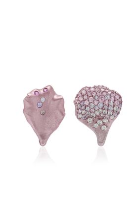 Petal Aluminum Diamond, Sapphire Earrings By Anabela Chan | Moda Operandi