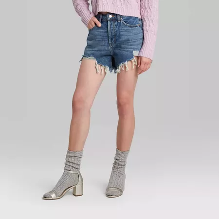Women's High-Rise Frayed Hem Jean Shorts - Wild Fable™ : Target
