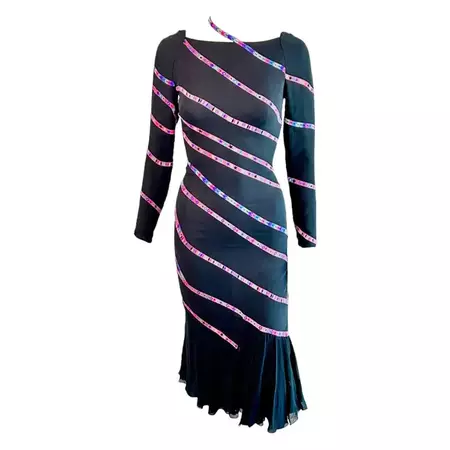 Gianni Versace F/W 2002 Runway Editorial Campaign Ribbon Midi Dress For Sale at 1stDibs