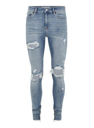 Light Wash Ripped Stacker Jeans