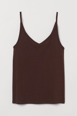 Fine-knit Tank Top - Dark brown - Ladies | H&M US