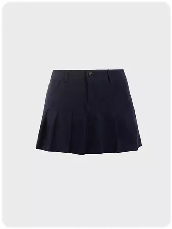 Skirts,Navy Blue,Cotton,Sweet,Casual,Vacation,Pleated,Plain,Summer,Lightweight,No Elasticity,Date,Party,Daily,Fit,Pleated,百褶裙