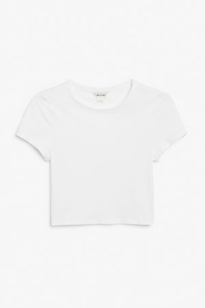 Cropped white t-shirt - White - Monki WW
