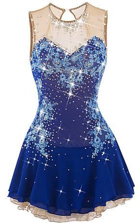 Amazon.com: Skating Queen Figure Skating Dress for Girls Women Ice Skating Competition Stage Performance Costume Rhinestone Applique Handmade Professional Sparkly Skating Wear Sleeveless Blue, M: Clothing