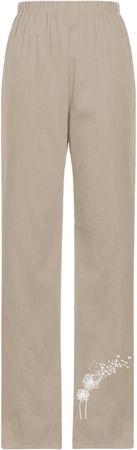 Amazon.com: Women Linen Capri Pants Cotton Linen Wide Leg Pants Dandelion Print Elastic High Waist Harem Beach Trousers Pockets : Sports & Outdoors