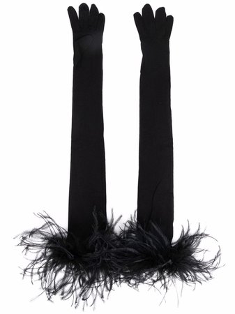 Styland feather-detail gloves - FARFETCH