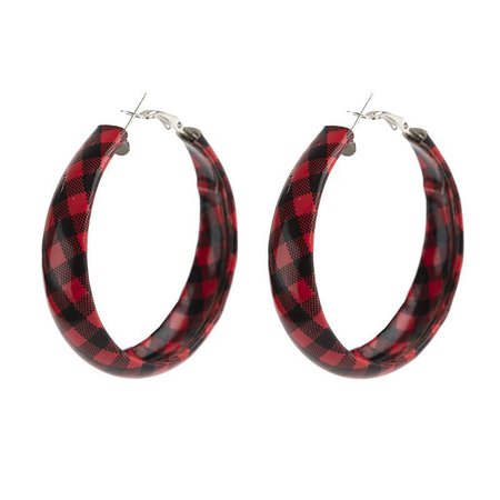 Small Buffalo Plaid Faux Leather Hoop Earrings for Women Girl Fashion Earrings Hoops Jewelry Accessories Valentine's Day Present|Hoop Earrings| - AliExpress