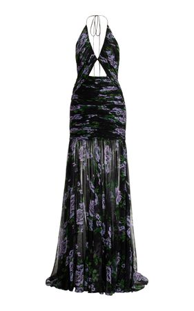 Gathered Cutout Silk Maxi Dress By Carolina Herrera | Moda Operandi