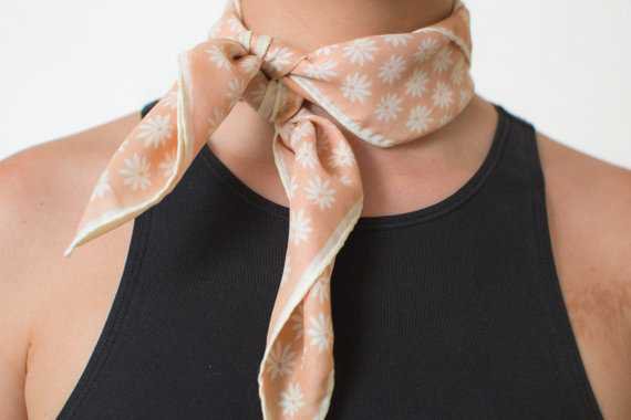 Vintage neck scarf HAIR SCARF necktie square scarf pale pink