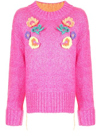 Mira Mikati Crochet Flower Knitted Sweater with Express Delivery - FARFETCH