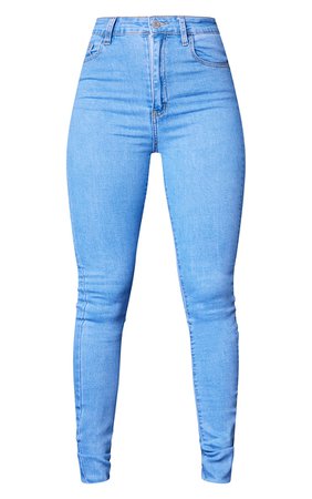 Plt L32 Mid Blue Wash 5 Pocket Skinny Jeans | PrettyLittleThing USA