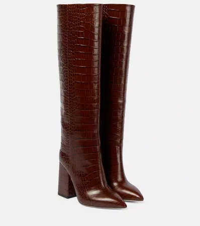 Anja Croc Effect Leather Knee High Boots in Brown - Paris Texas | Mytheresa