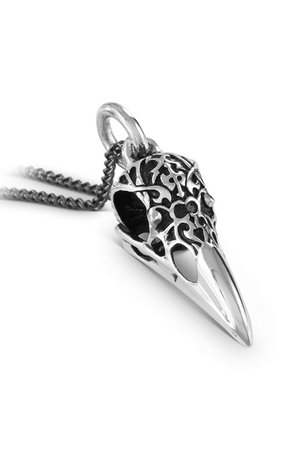 Tribal Raven Skull Silver Necklace by Lost Apostle | Gothic