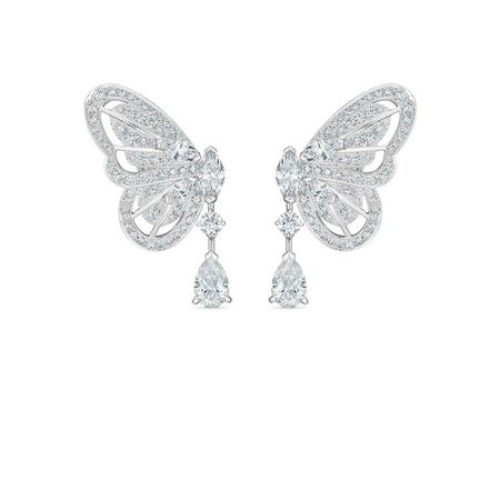 Portraits of Nature butterfly earrings in white gold | De Beers US