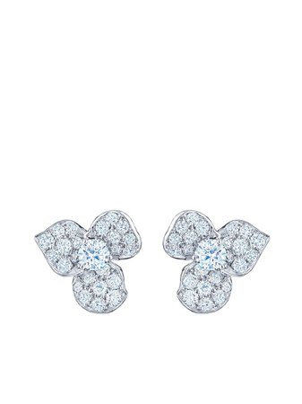 KWIAT 18kt white gold floral diamond stud earrings