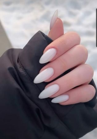 almond white nails