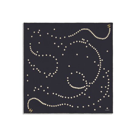 Silk Navy Blue Square Scarf | CHANEL