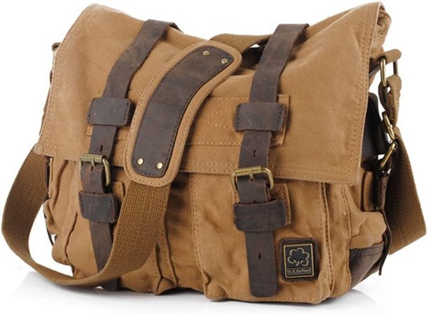 Amazon.com: Jonon Vintage Military Men Canvas Messenger Bag for 13.3-17" Laptop (Size 13.3", Brown) : Electronics