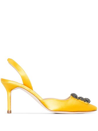 Shop Manolo Blahnik Hangisi slingback pumps with Express Delivery - FARFETCH