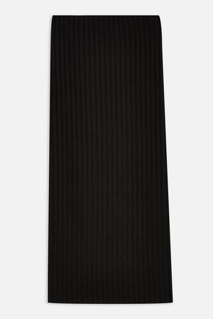 Black Ribbed Midi Skirt | Topshop