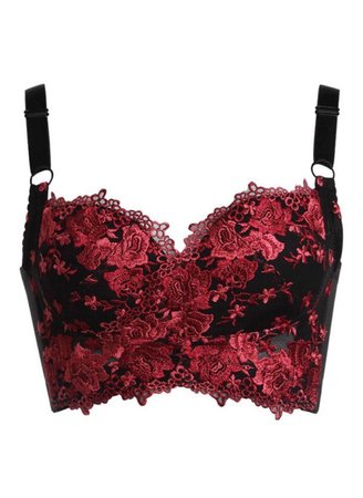 red floral lace black bustier top