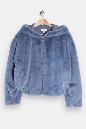 PETITE Blue Faux Fur Zip Hoodie | Topshop