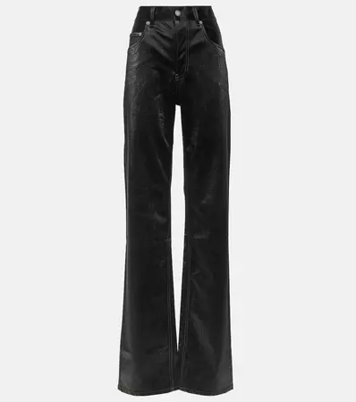 Coated Straight Pants in Black - Saint Laurent | Mytheresa