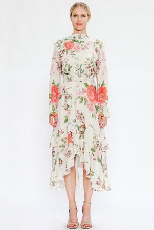 "Florence" Floral Print Ruffle High-Low Maxi – Pippa & Pearl