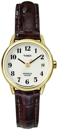 Amazon.com: Timex Women's T20071 Indiglo Leather Strap Watch, Brown Croco/Gold-Tone : Clothing, Shoes & Jewelry