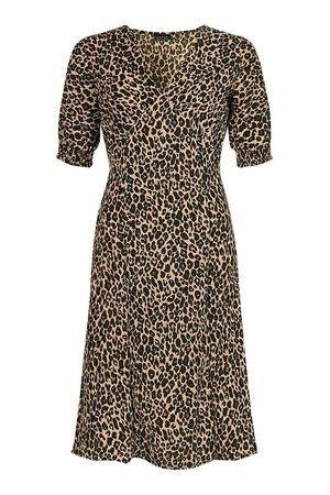 Leopard Print Midid Tea Dress | boohoo