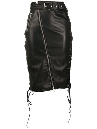 Manokhi leather pencil skirt black A0002198 - Farfetch