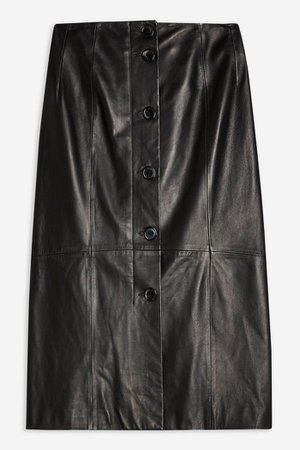 **Leather Button Skirt by Boutique | Topshop Black