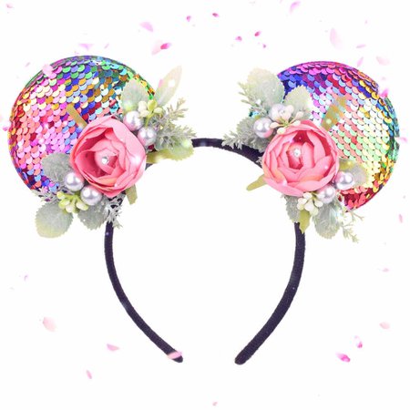 Baby Minnie Mouse Ears Hairband Artificial flower headband hair band for kis Photography Props accessories - Aliexpress