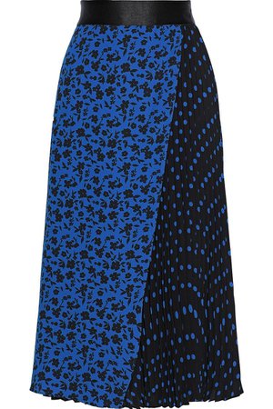 Blue Lilia pleated printed crepe midi skirt | Sale up to 70% off | THE OUTNET | ALICE + OLIVIA | THE OUTNET