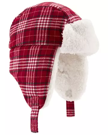 Red/White Plaid Sherpa Trapper Hat | carters.com