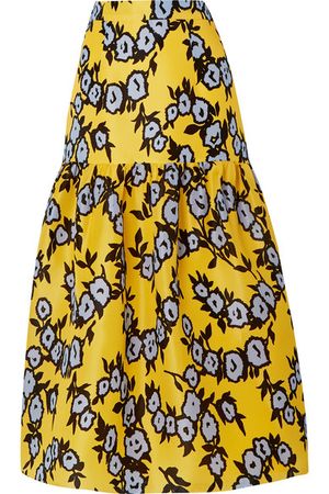 Carolina Herrera | Tiered floral-print silk-organza midi skirt | NET-A-PORTER.COM