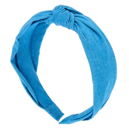 Denim Knotted Headband - Blue | Claire's US