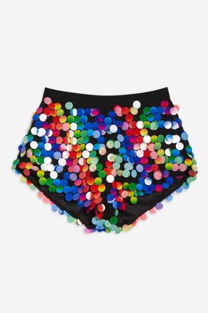 Topshop Rainbow Sequin Hot Pants by JADED