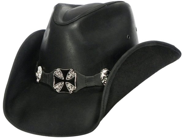*clipped by @luci-her* Black Leather Gothic Cowboy hat