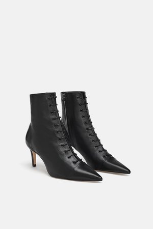 LACE - UP LEATHER HIGH HEEL ANKLE BOOTS-SHOES-WOMAN-NEW COLLECTION | ZARA United Kingdom