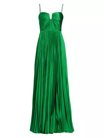 Shop ML Monique Lhuillier Hammered Satin Charmeuse Pleated Gown | Saks Fifth Avenue